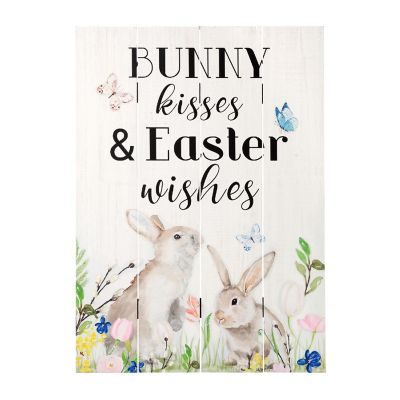 Glitzhome 18"H Easter Wooden Bunny Door Hanger Image 1