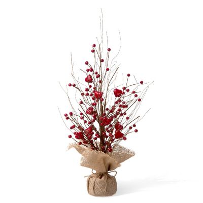 Glitzhome 18"H Valentine's Berry Heart Table Tree Image 1