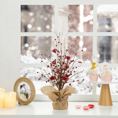 Glitzhome 18"H Valentine's Berry Heart Table Tree Image 1