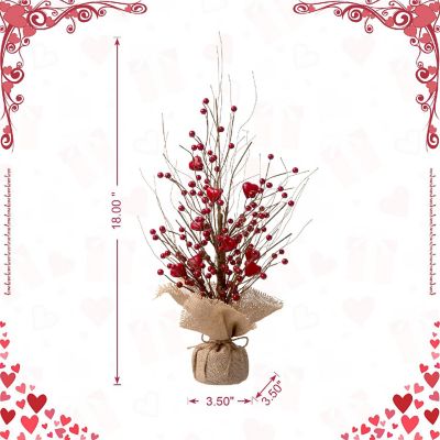 Glitzhome 18"H Valentine's Berry Heart Table Tree Image 3