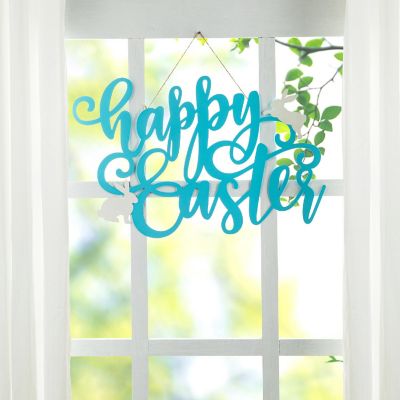 Glitzhome 18"L Easter Metal " Happy Easter" Door Hanger Image 2