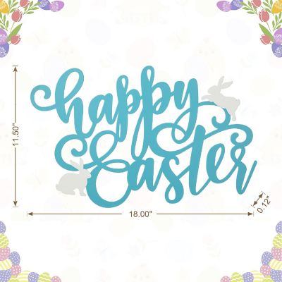Glitzhome 18"L Easter Metal " Happy Easter" Door Hanger Image 3