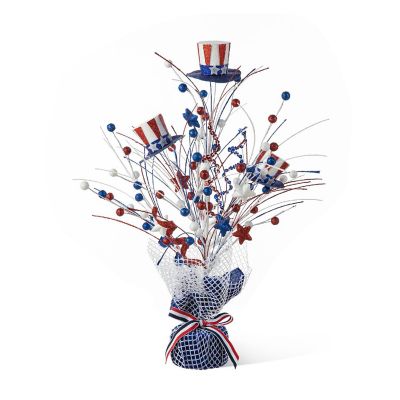 Glitzhome 20"H Patriotic/Americana Top Hat Table Tree Image 1