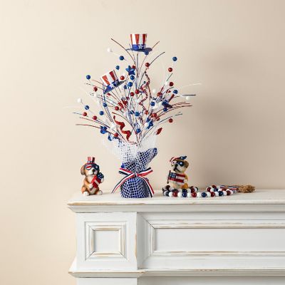 Glitzhome 20"H Patriotic/Americana Top Hat Table Tree Image 1