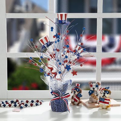 Glitzhome 20"H Patriotic/Americana Top Hat Table Tree Image 2