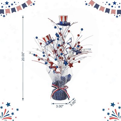 Glitzhome 20"H Patriotic/Americana Top Hat Table Tree Image 3