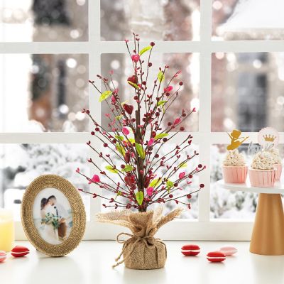 Glitzhome 20"H Valentine's Berry Heart Table Tree Image 1