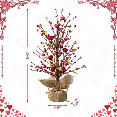 Glitzhome 20"H Valentine's Berry Heart Table Tree Image 3