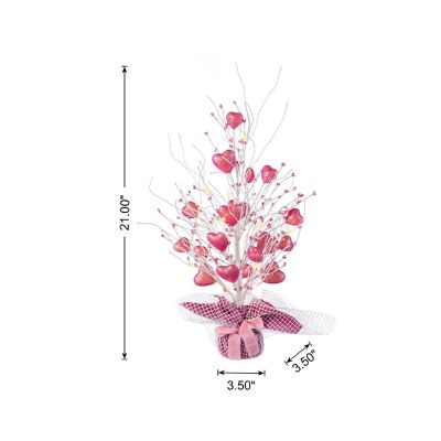 Glitzhome 21"H Lighted Valentine's Pink Heart Table Tree Image 1
