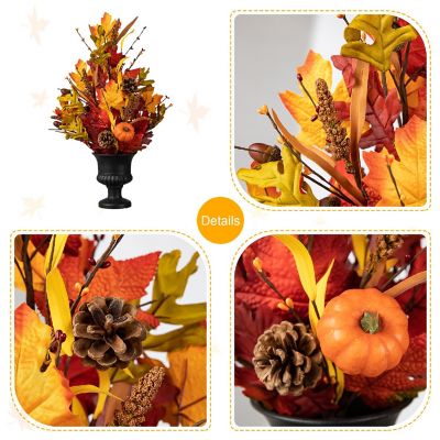 Glitzhome 24"H Fall Maple Leaf Urn Table Tree Image 2