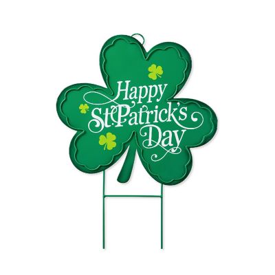 Glitzhome 24"H St. Patrick's Metal Shamrock Yard stake or Wall D&amp;#233;cor(KD, Two Function) Image 1