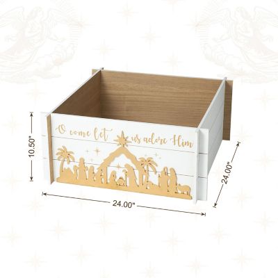 Glitzhome 24"L Wooden Nativity Scene Tree Collar (KD) Image 3
