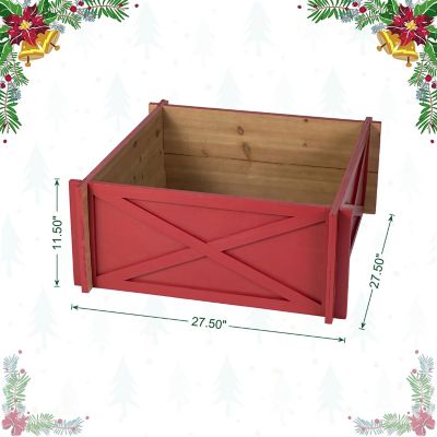 Glitzhome 27.5"L Red Wooden Tree Collar (KD) Image 3