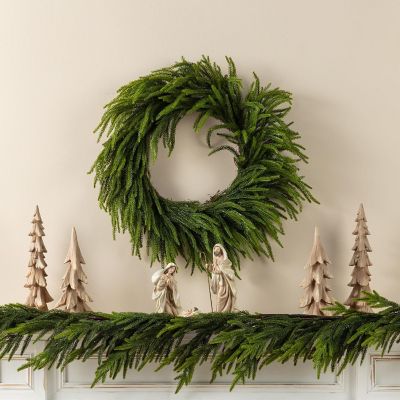 Glitzhome 28"D Christmas Greenery PE Dripping Wreath Image 2