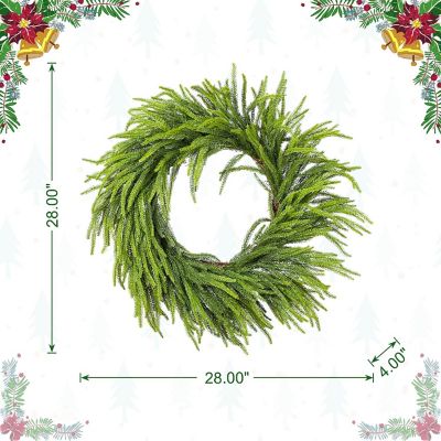 Glitzhome 28"D Christmas Greenery PE Dripping Wreath Image 3