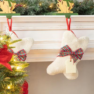 Glitzhome 2pk 12.50"L Bone Shape Hooked Stocking Image 3