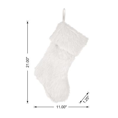 Glitzhome 2pk 21"L White Plush Christmas Stocking Image 3