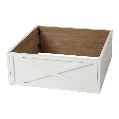 Glitzhome 32.25"L Washed White Wooden Tree Collar(KD) Image 1