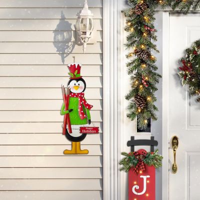 Glitzhome 36"H Metal Penguin Yardstake or Standing D&amp;#233;cor or Wall D&amp;#233;cor (KD, Three Function) Image 1