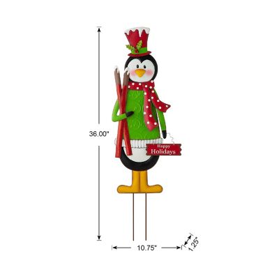Glitzhome 36"H Metal Penguin Yardstake or Standing D&amp;#233;cor or Wall D&amp;#233;cor (KD, Three Function) Image 3