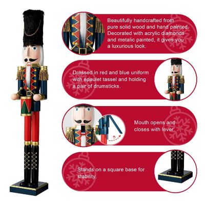 Glitzhome 36"H Wooden Christmas Drummer Nutcracker Image 2