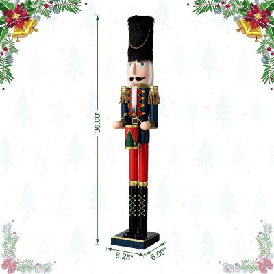 Glitzhome 36"H Wooden Christmas Drummer Nutcracker Image 3