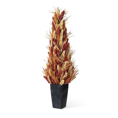 Glitzhome 38"H Fall Multi-Colored Sorghum Porch Tree Image 1