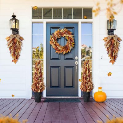 Glitzhome 38"H Fall Multi-Colored Sorghum Porch Tree Image 2
