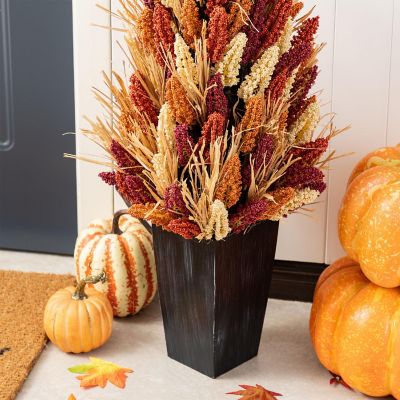 Glitzhome 38"H Fall Multi-Colored Sorghum Porch Tree Image 3