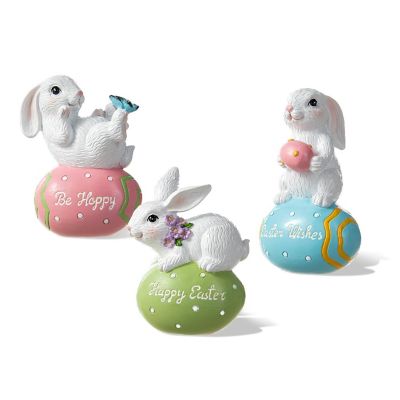 Glitzhome 4.5"H Set of Three Easter Resin Bunny Table Decor Image 1