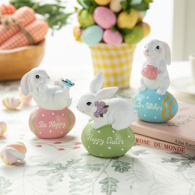 Glitzhome 4.5"H Set of Three Easter Resin Bunny Table Decor Image 2