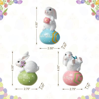 Glitzhome 4.5"H Set of Three Easter Resin Bunny Table Decor Image 3