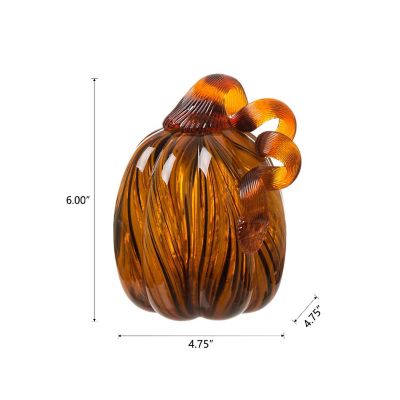 Glitzhome 4.75"D * 6"H Fall Striped Glass Pumpkin Image 3