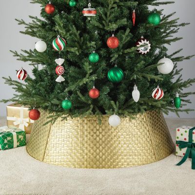 Glitzhome 40.5"D Gold Metal Weave Tree Collar (KD) Image 2