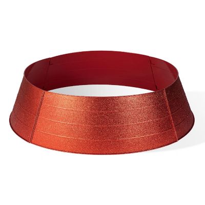 Glitzhome 40.5"D Red Metal Glitter Tree Collar (KD) Image 1