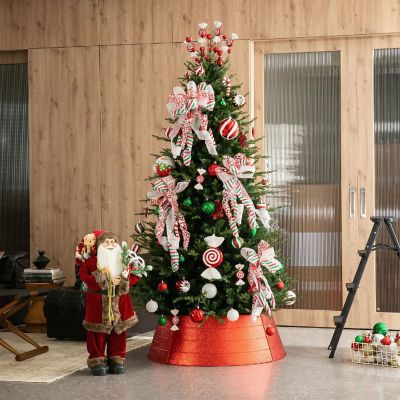 Glitzhome 40.5"D Red Metal Glitter Tree Collar (KD) Image 1