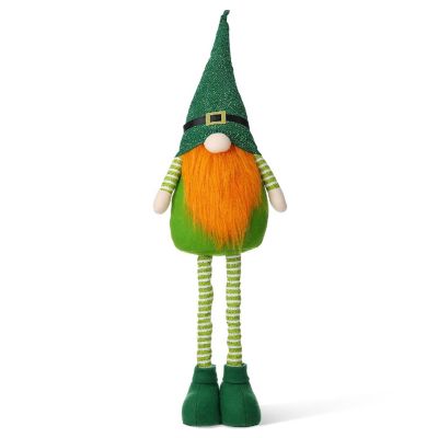 Glitzhome 40"H Telescoped Fabric St. Patrick's Gnome Standing Decor Image 1