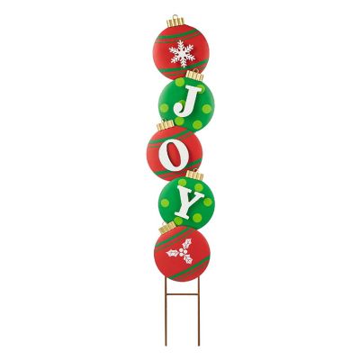 Glitzhome 42"H Metal JOY Ornament Yard Stake or Wall Decor (KD, Two Function) Image 1