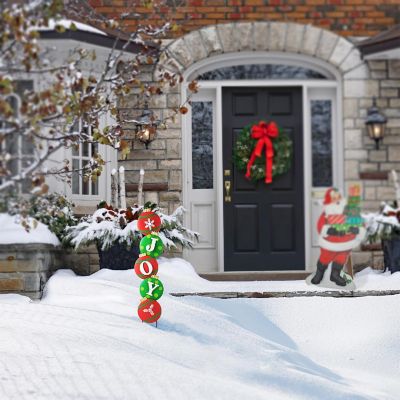 Glitzhome 42"H Metal JOY Ornament Yard Stake or Wall Decor (KD, Two Function) Image 2