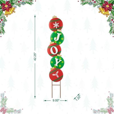Glitzhome 42"H Metal JOY Ornament Yard Stake or Wall Decor (KD, Two Function) Image 3