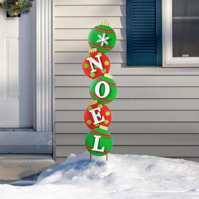 Glitzhome 42"H Metal NOEL Ornament Yard Stake or Wall Decor (KD, Two Function) Image 1