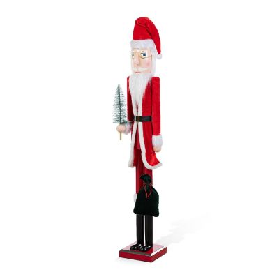 Glitzhome 42"H Wooden Christmas Santa Nutcracker Image 1