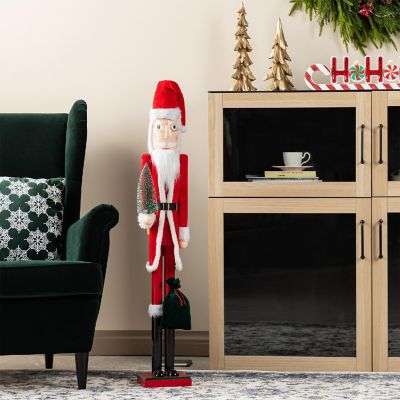 Glitzhome 42"H Wooden Christmas Santa Nutcracker Image 1