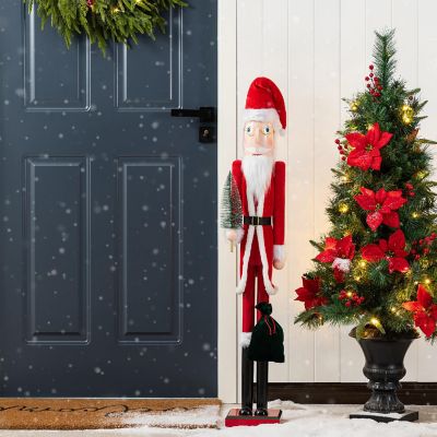 Glitzhome 42"H Wooden Christmas Santa Nutcracker Image 2
