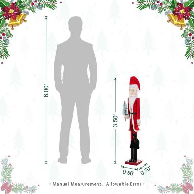 Glitzhome 42"H Wooden Christmas Santa Nutcracker Image 3