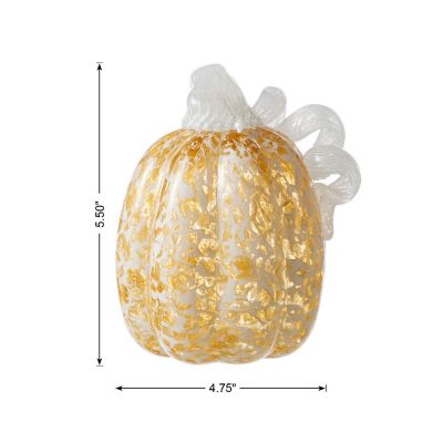 Glitzhome 5.5"H Fall Amber Dots Glass Pumpkin Image 1