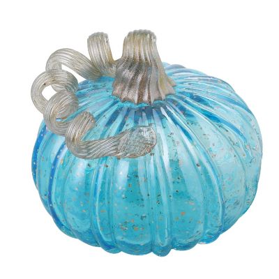 Glitzhome 5.95"D Blue Small Glass Pumpkin Image 1