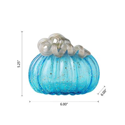 Glitzhome 5.95"D Blue Small Glass Pumpkin Image 2