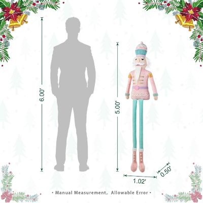 Glitzhome 60"H Christmas Oversized Fabric Nutcracker With Dangle Legs Image 3