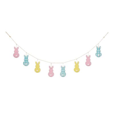 Glitzhome 6ft Easter Metal Bunny Garland Image 1